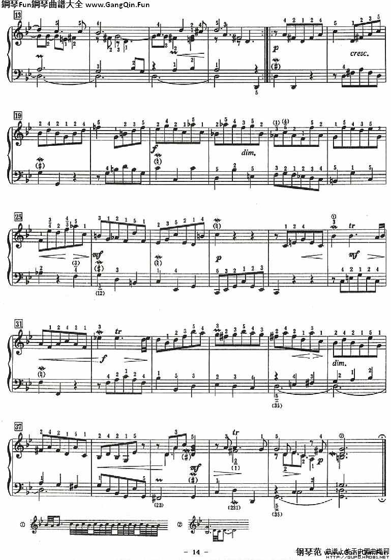 十二首小前奏曲（為初學者而作的練習曲）P14鋼琴譜