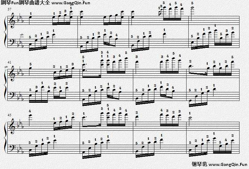 夜的鋼琴曲五指法版簡譜
