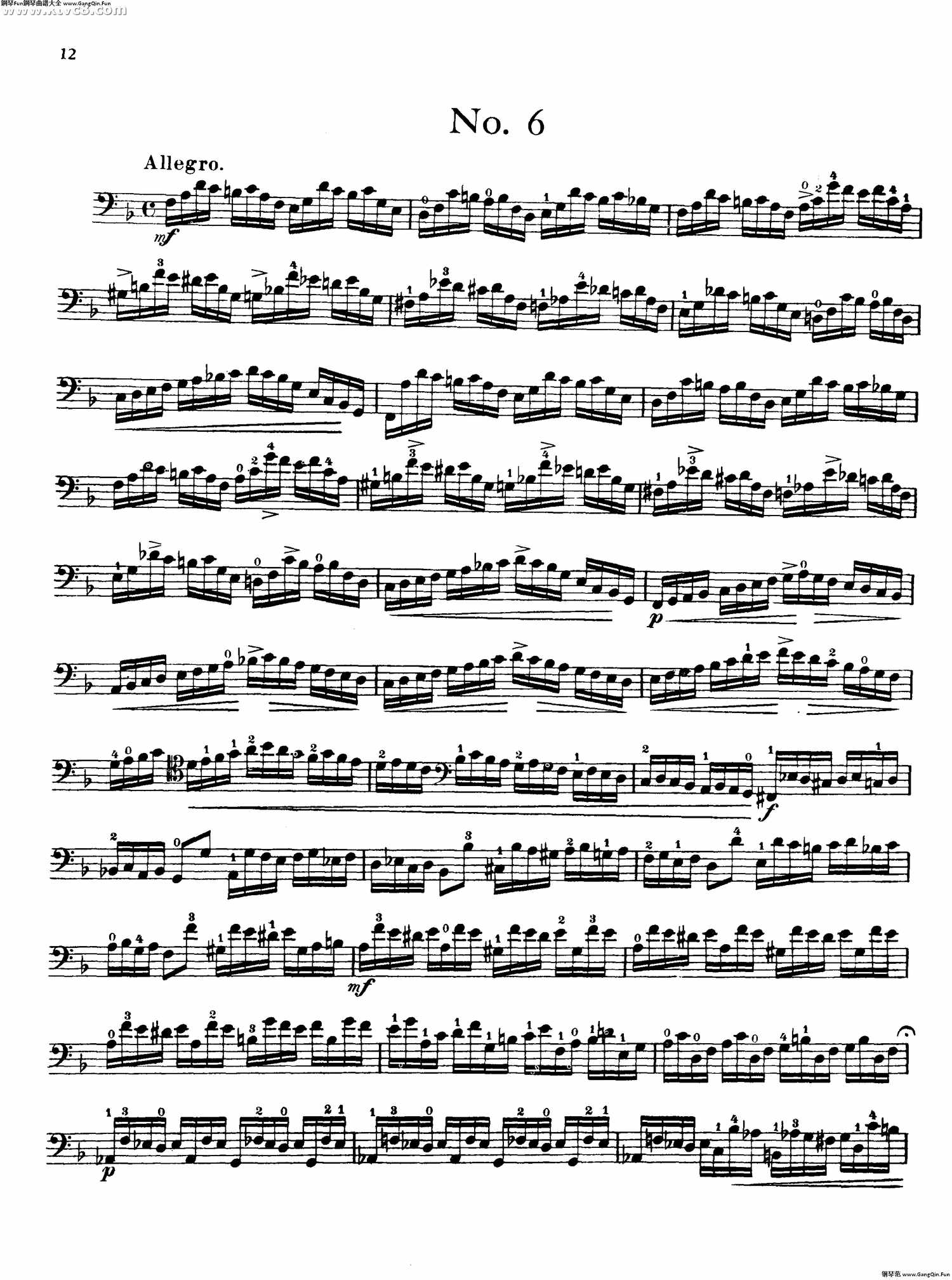 波泊爾大提琴高級練習曲之六簡譜