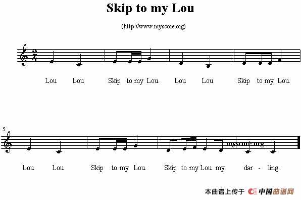 Skip to my Lou（英文兒歌、五線譜）_簡譜