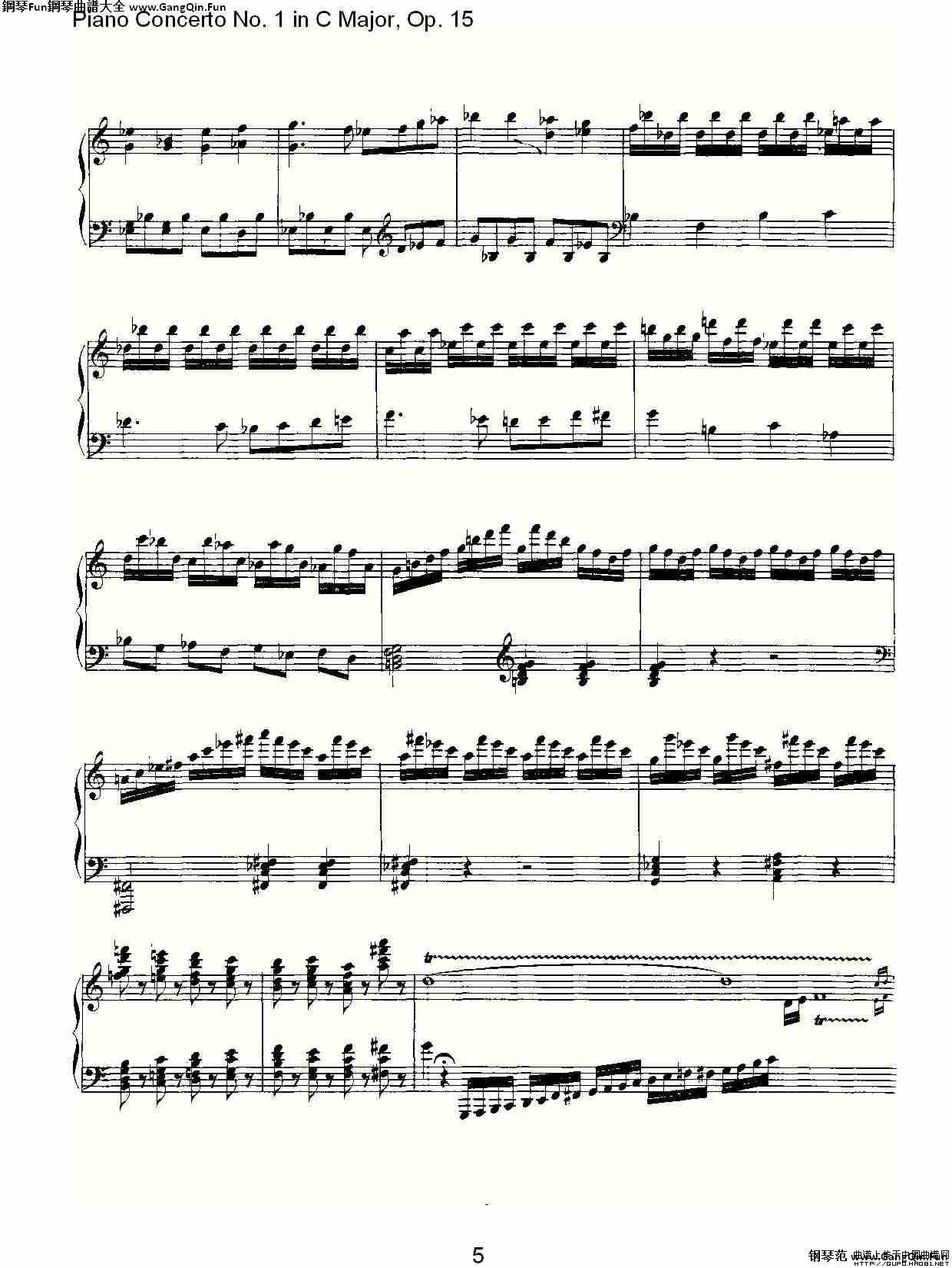 C大調鋼琴第一協奏曲 Op.15 華彩樂段_簡譜