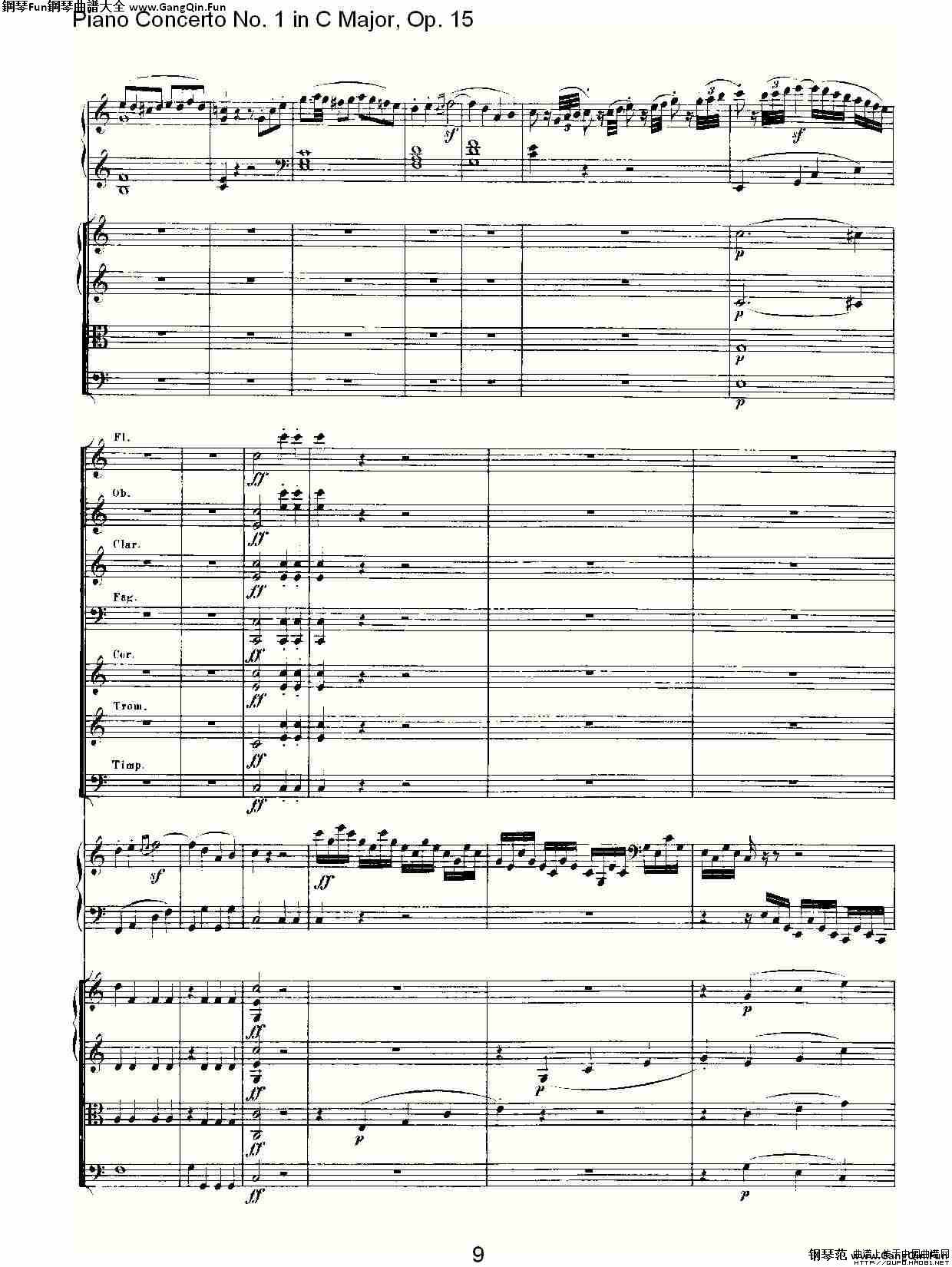 C大調鋼琴第一協奏曲 Op.15 第一樂章_簡譜