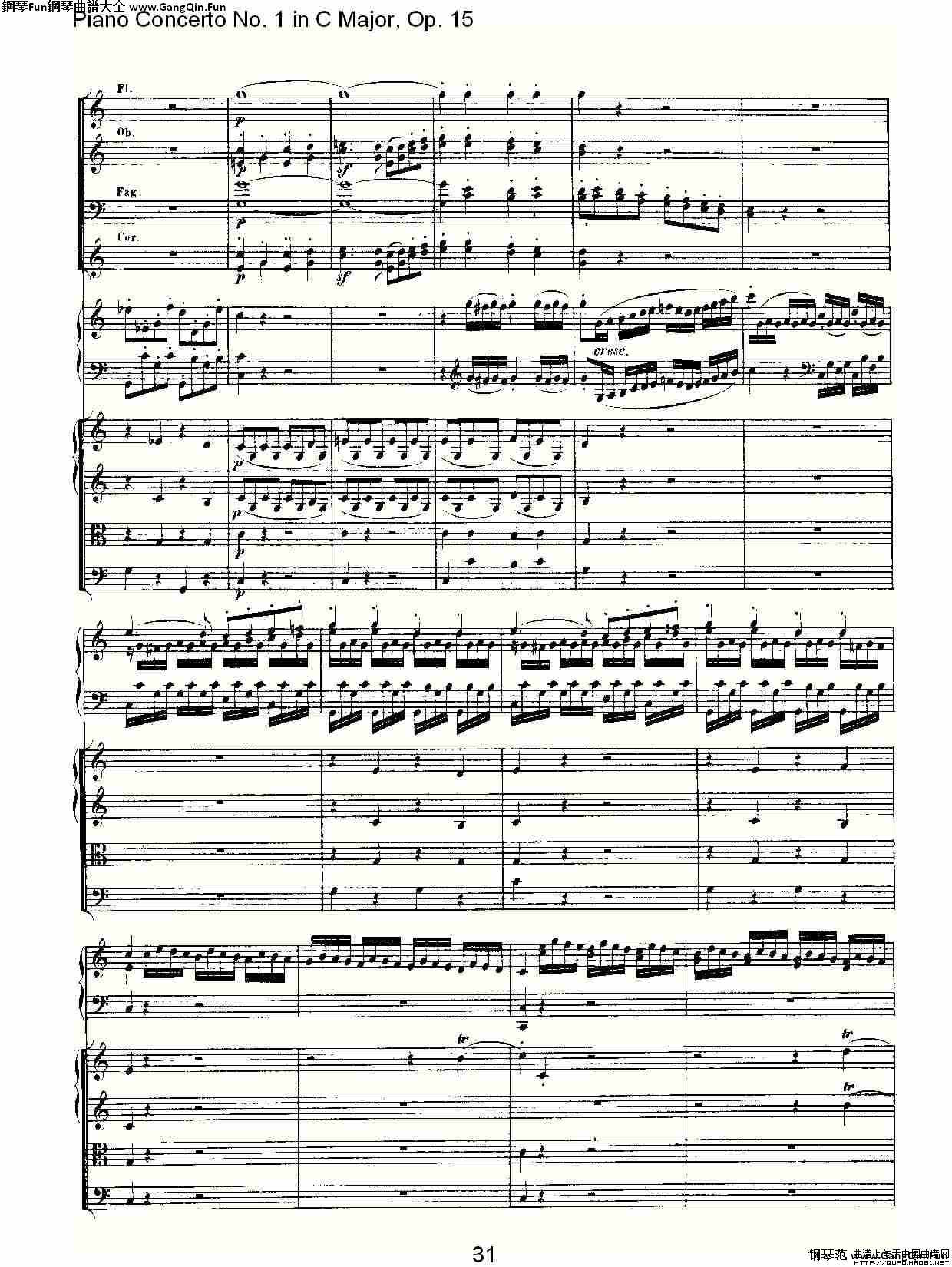 C大調鋼琴第一協奏曲 Op.15 第一樂章_簡譜