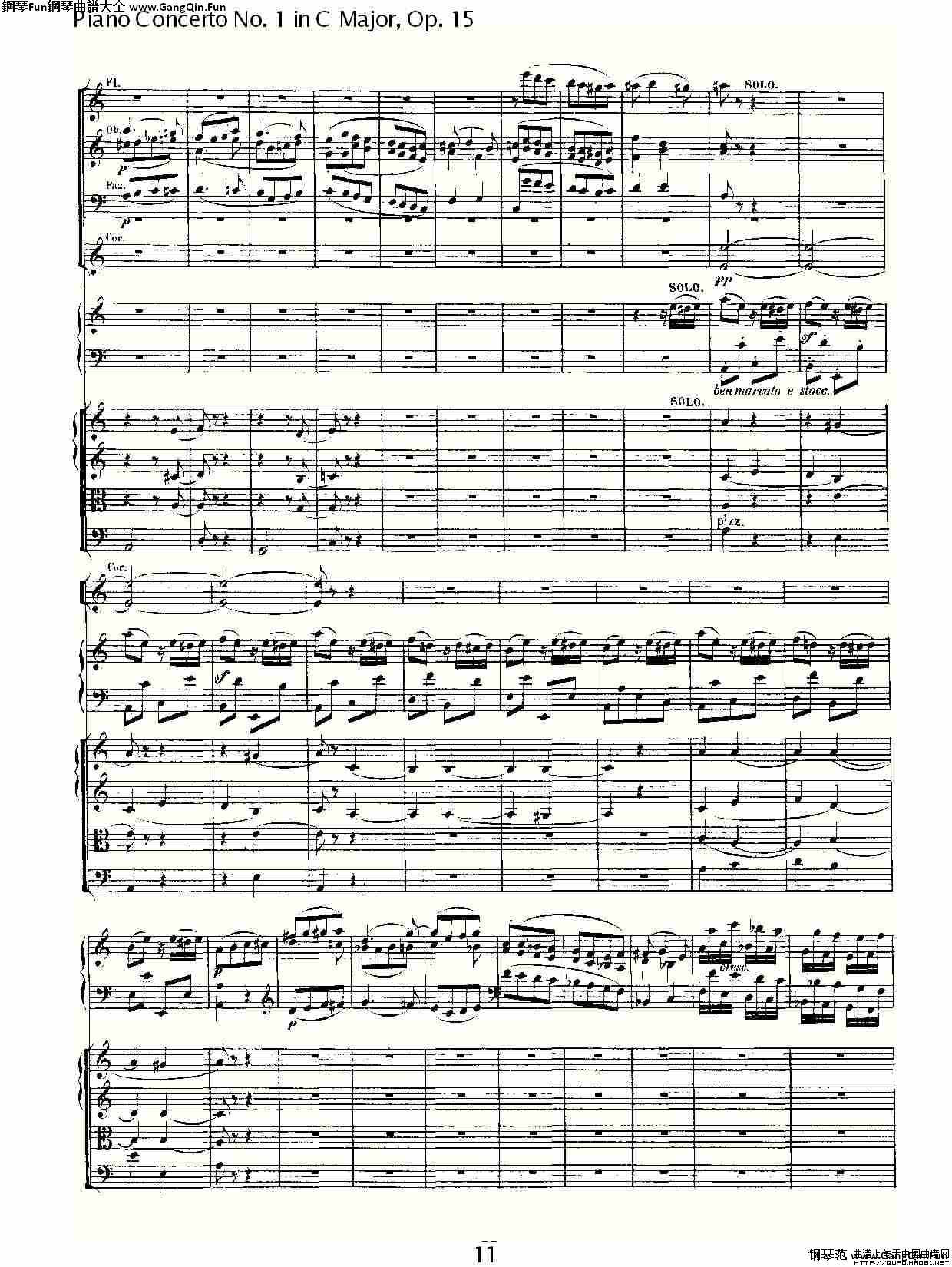 C大調鋼琴第一協奏曲 Op.15 第三樂章_簡譜
