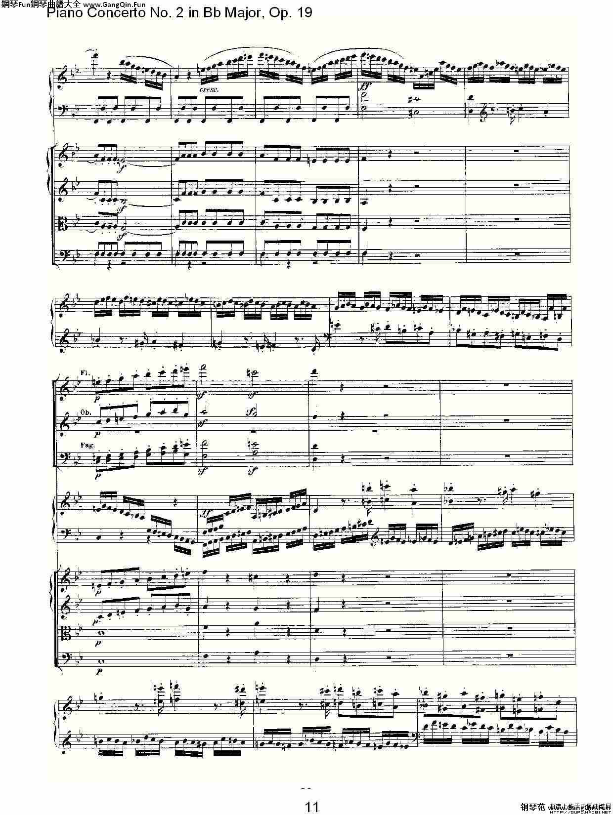 Bb大調鋼琴第二協奏曲 Op. 19 第一樂章_簡譜