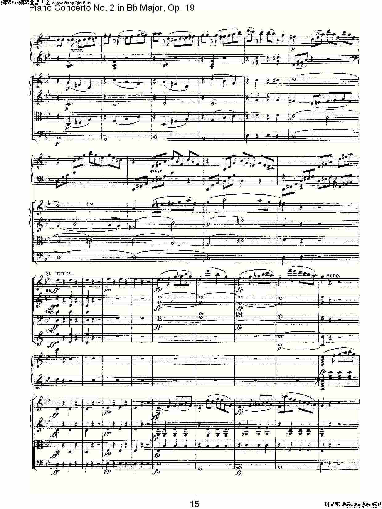 Bb大調鋼琴第二協奏曲 Op. 19 第一樂章_簡譜