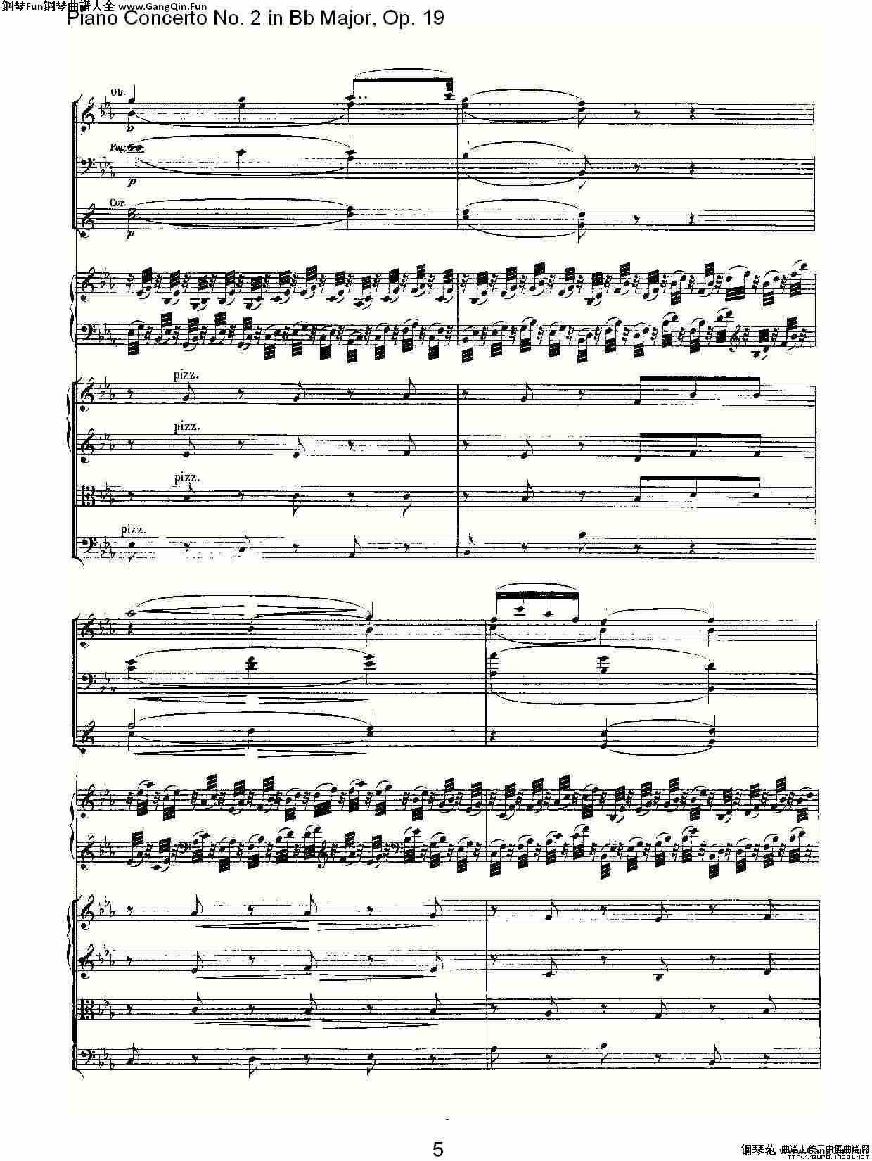 Bb大調鋼琴第二協奏曲 Op. 19 第二樂章_簡譜