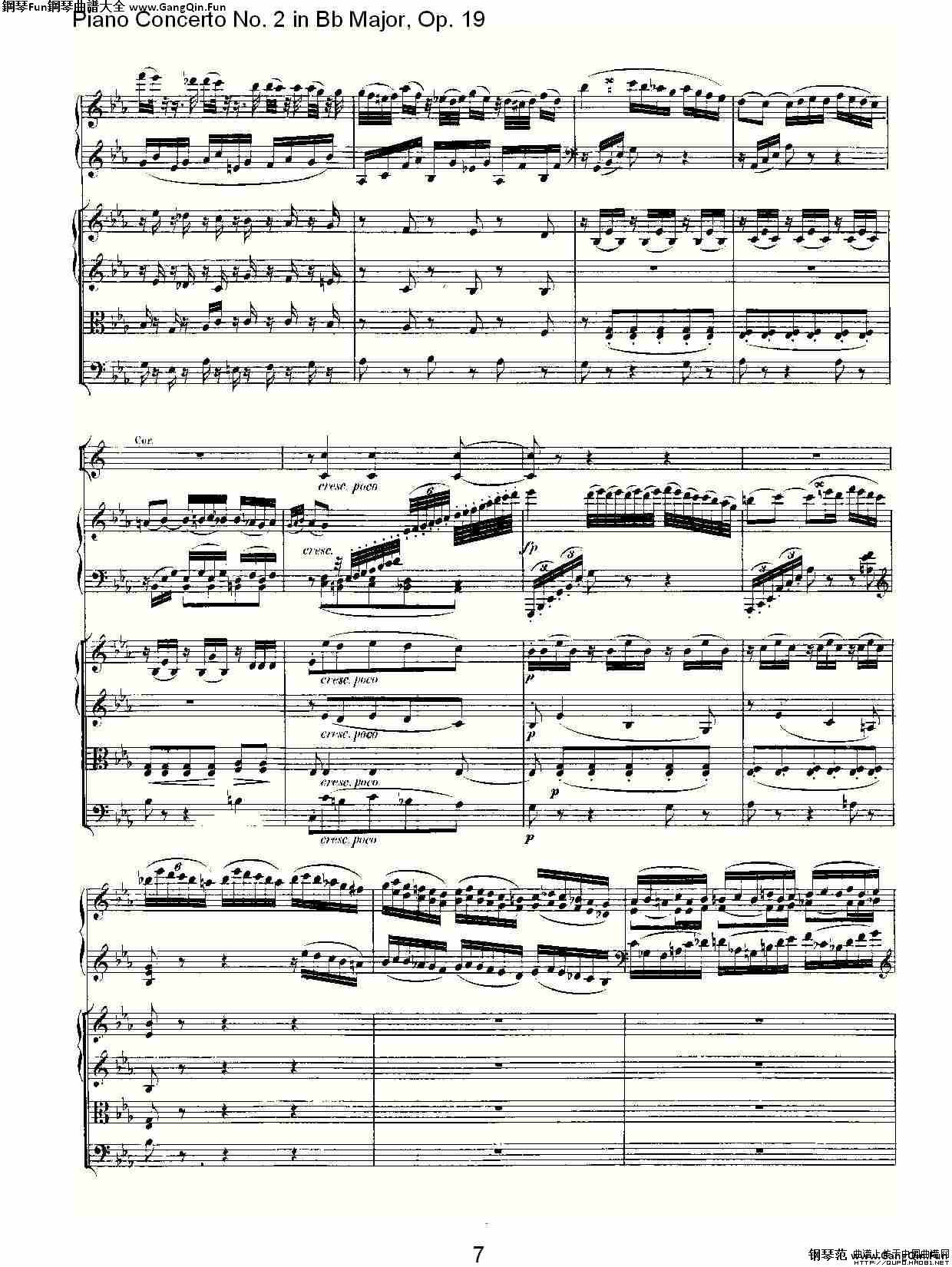 Bb大調鋼琴第二協奏曲 Op. 19 第二樂章_簡譜