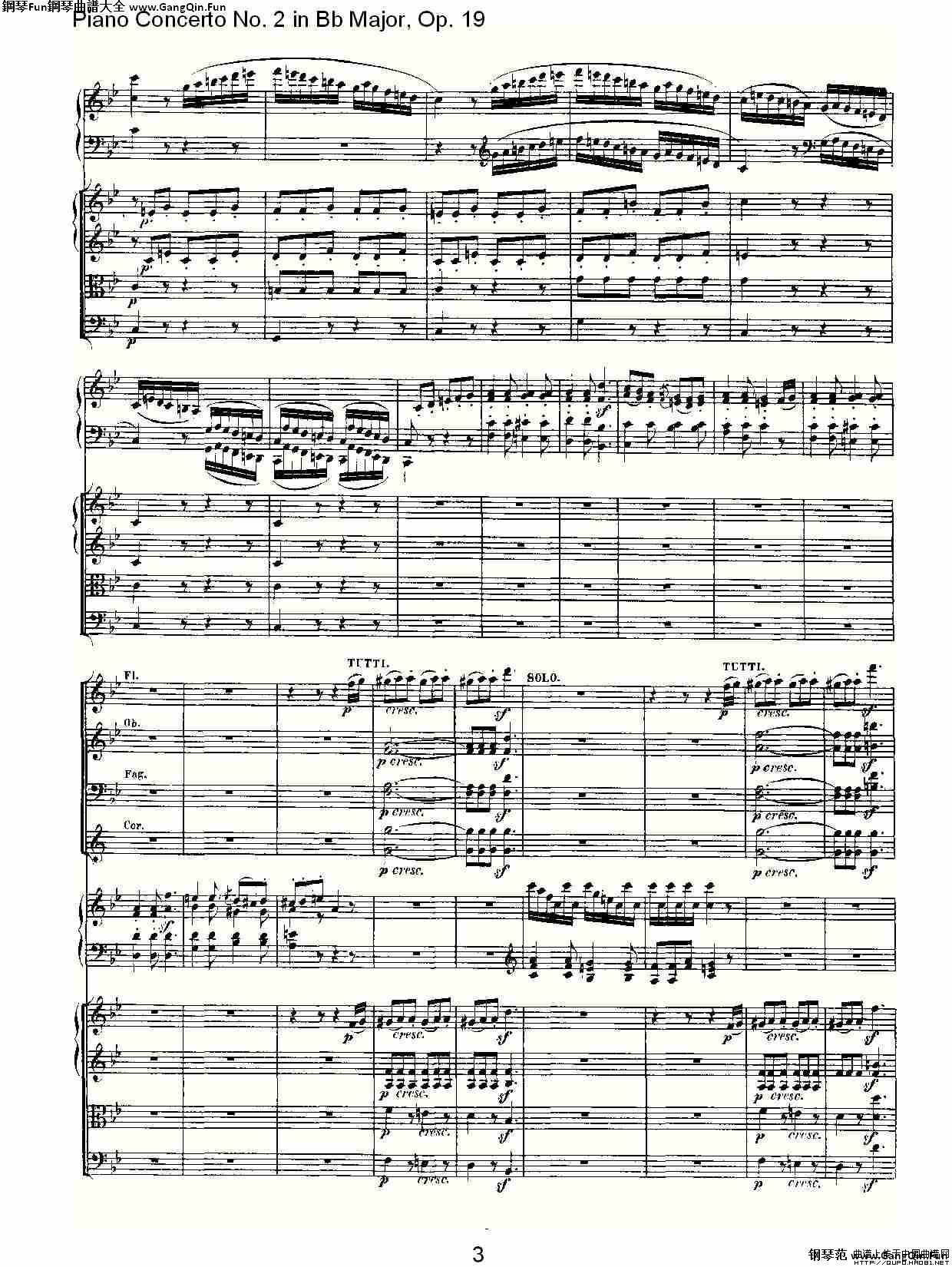 Bb大調鋼琴第二協奏曲 Op. 19 第三樂章_簡譜