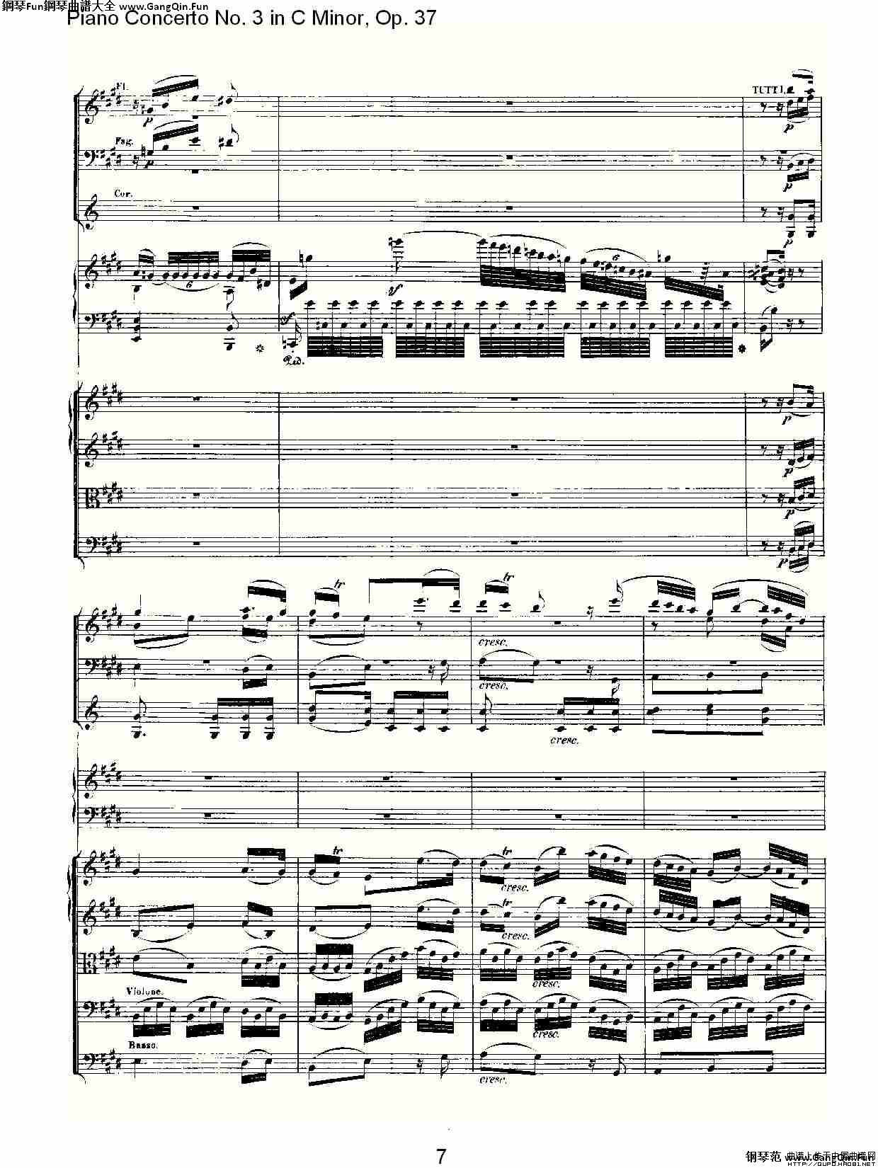 C小調鋼琴第三協奏曲 Op.37  第二樂章_簡譜