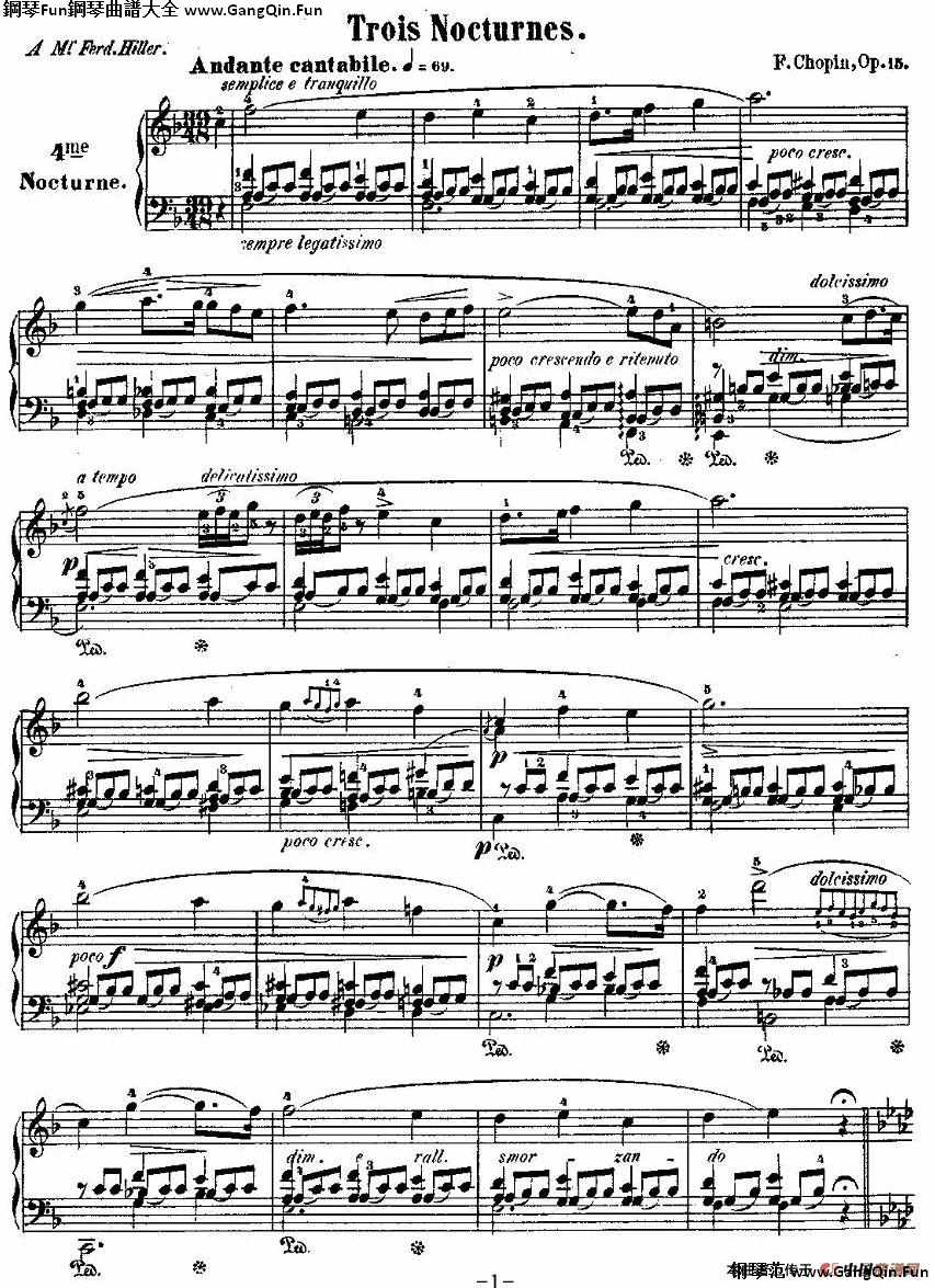 F大調夜曲Op.15-1（Trois  Nocturnes）_簡譜