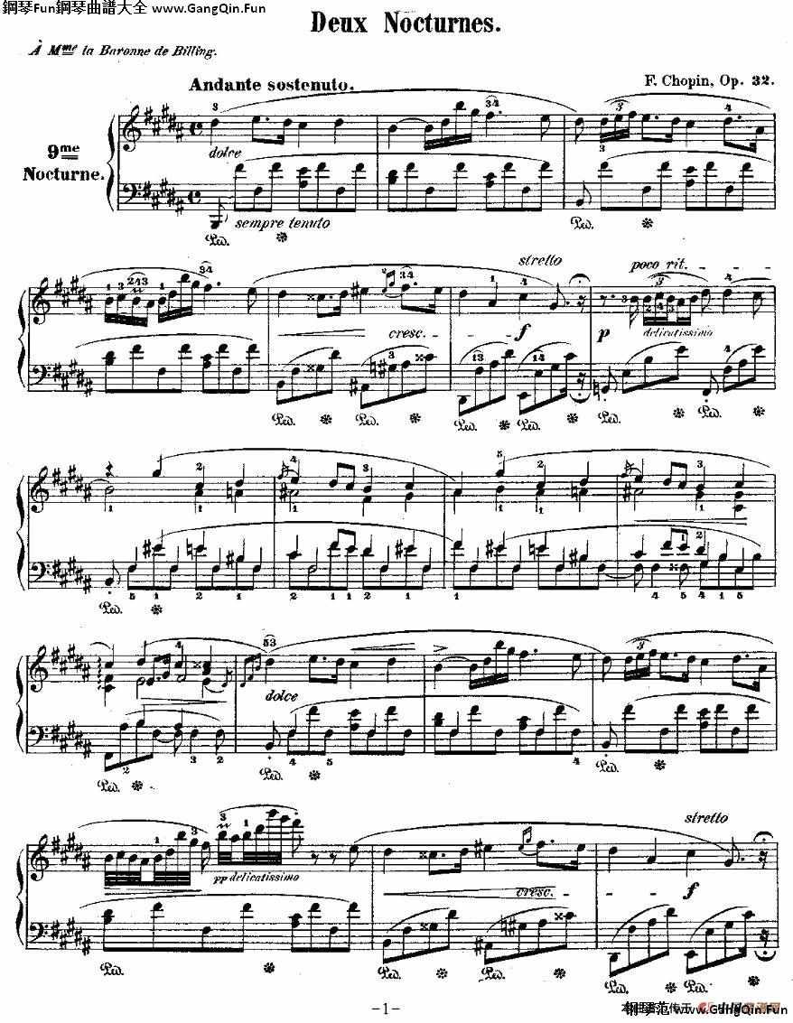 B大調夜曲Op.32-1（Deux  Nocturnes）_簡譜